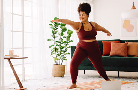 A woman doing yoga. 