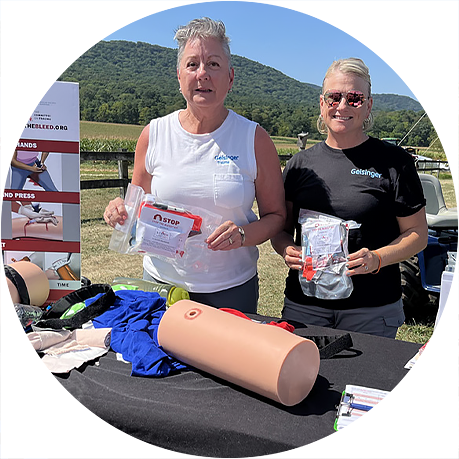 At this year’s Ag Progress Days, held near State College, the Geisinger Trauma team taught 129 local farmers how to respond quickly and effectively in bleeding emergencies.