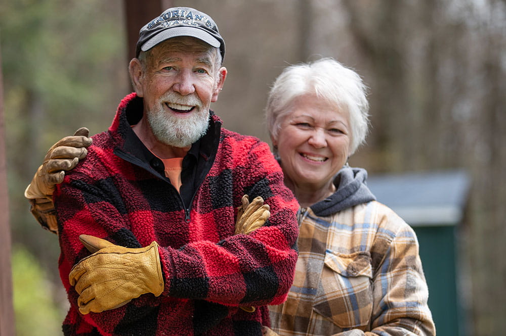 Elderly couple in the winter